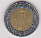  Mexiko 1 Peso 2005 C/Al-N-Bro Staatswappen,Rs.Wertangabe Schön Nr.177 (D8/133 )   