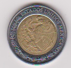 Mexiko 1 Peso 2005 C/Al-N-Bro Staatswappen,Rs.Wertangabe Schön Nr.177 (D8/133 )   
