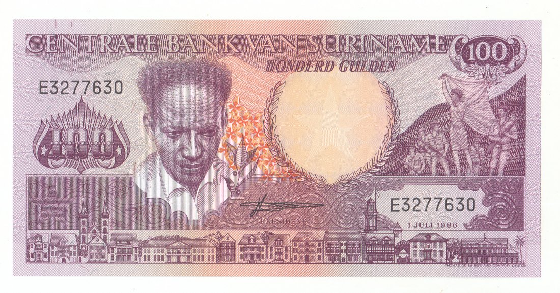  100 Gulden Suriname 1986 bankfrisch   