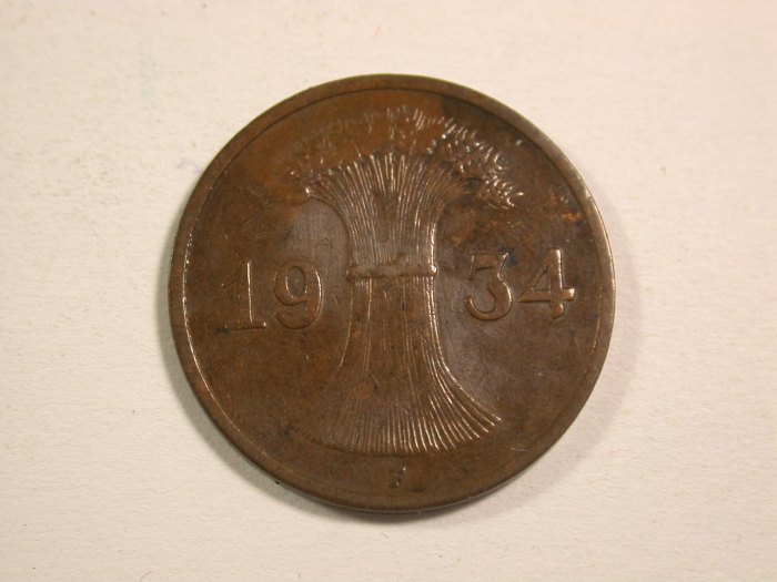  15004 Weimar  1 Reichspfennig  1934 F in ss+ Orginalbilder   