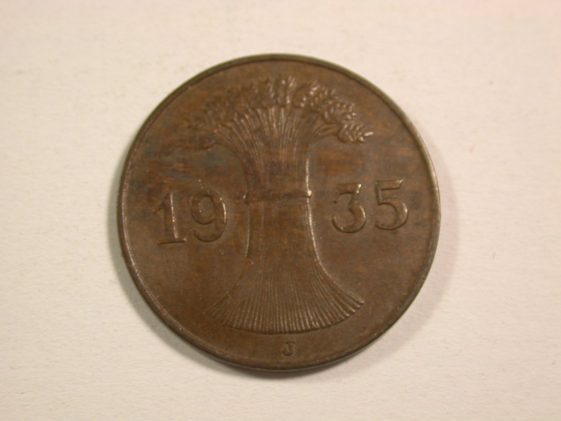  15004 Weimar  1 Reichspfennig  1935 J in ss+ Orginalbilder   
