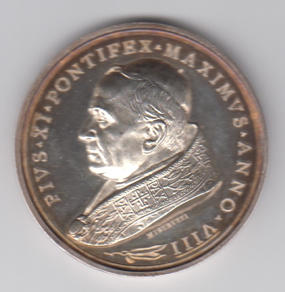  PIUS XI PONT MAX ANNO VIII - PP; AR (g 36,80; mm 44,0),PROOF!!! Polierteplatte (Spiegel Hintergrund)   