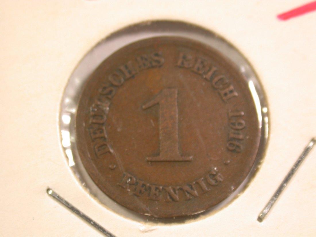 15107 KR 1 Pfennig 1916 D in ss+ Orginalbilder