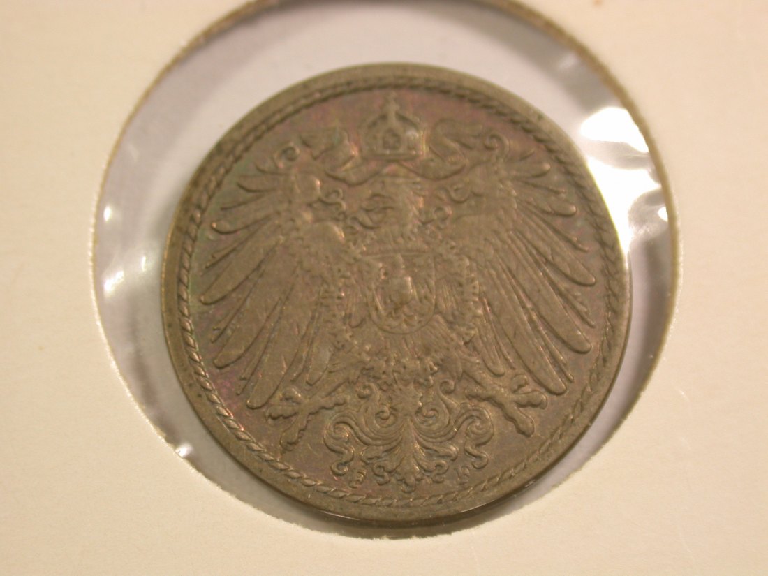  15107 KR  5 Pfennig 1908 F in vz-st  Orginalbilder   