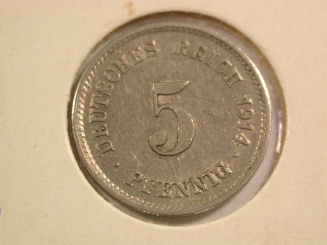  15107 KR  5 Pfennig 1914 E in ss-vz  Orginalbilder   