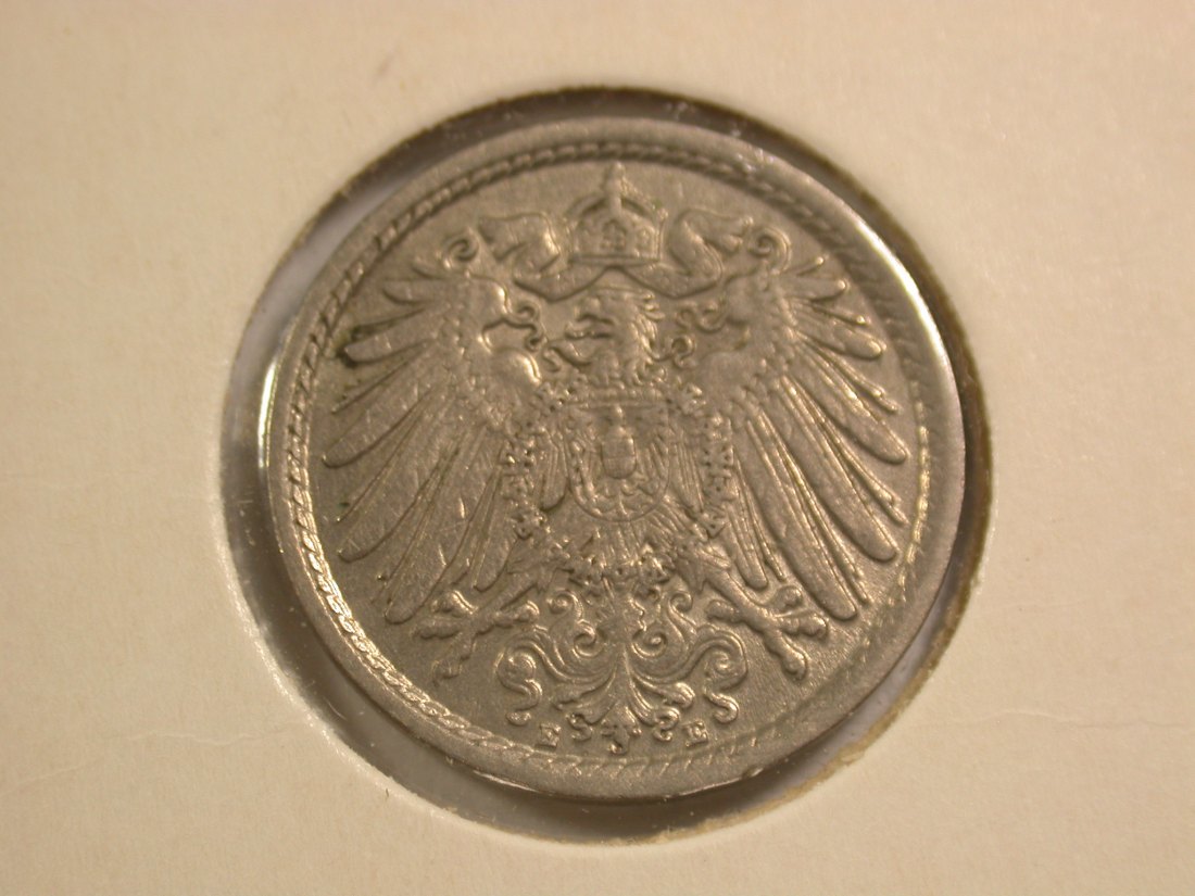  15107 KR  5 Pfennig 1914 E in ss-vz  Orginalbilder   