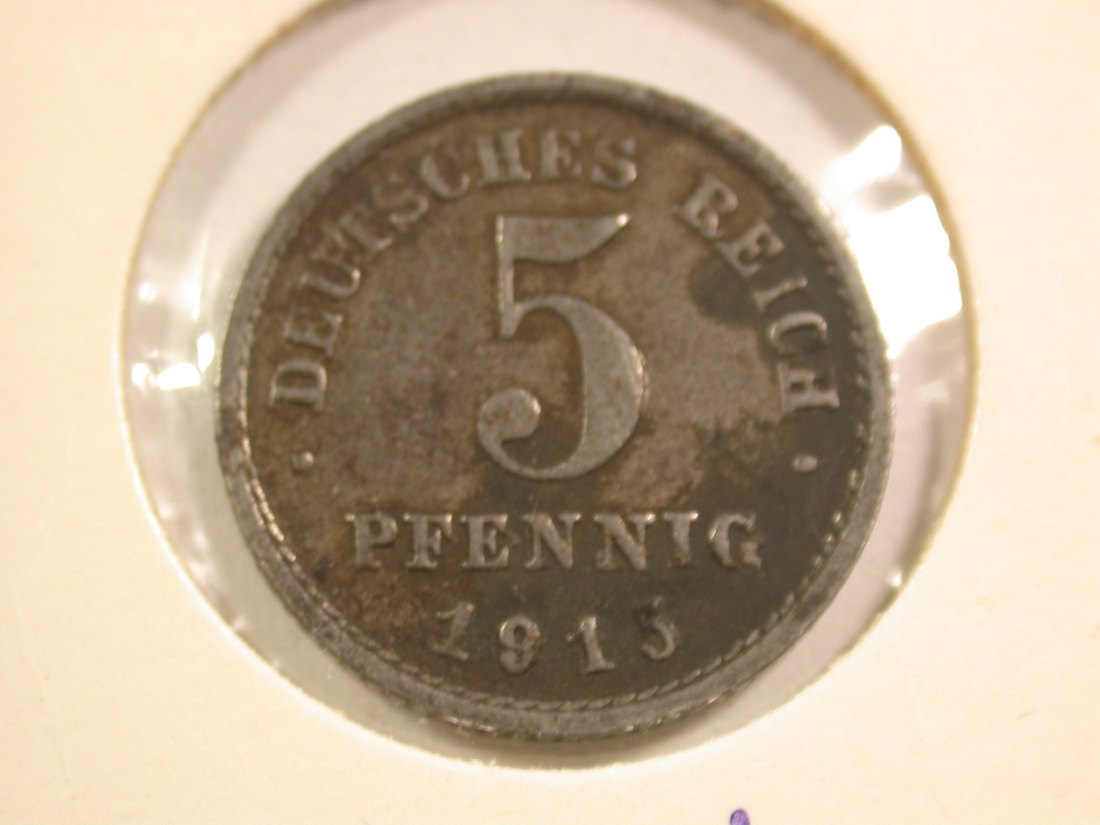  15107 KR  5 Pfennig 1915 G in ss-vz  Orginalbilder   