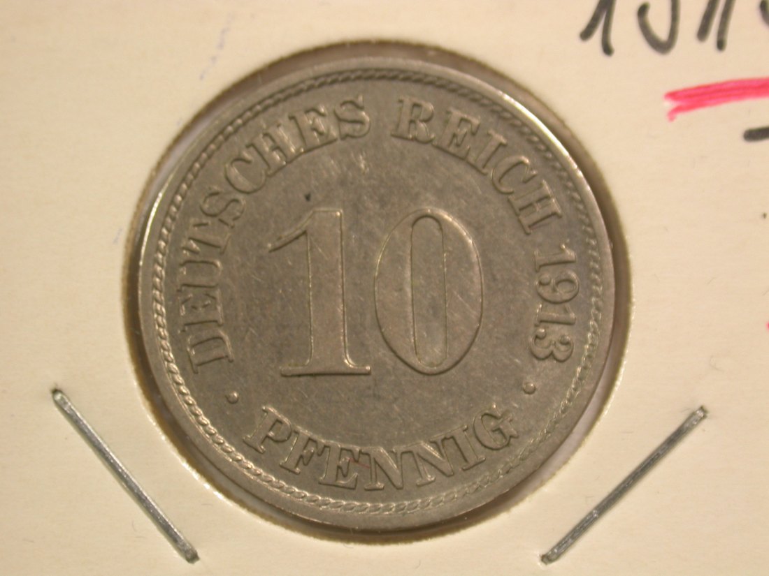  15109 KR  10 Pfennig 1913 J in ss-vz  Orginalbilder   