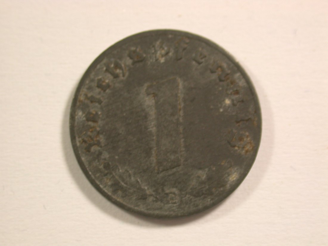 15109 3.Reich 1 Pfennig 1944 E, Stempeldreh. 80° in ss Orginalbilder