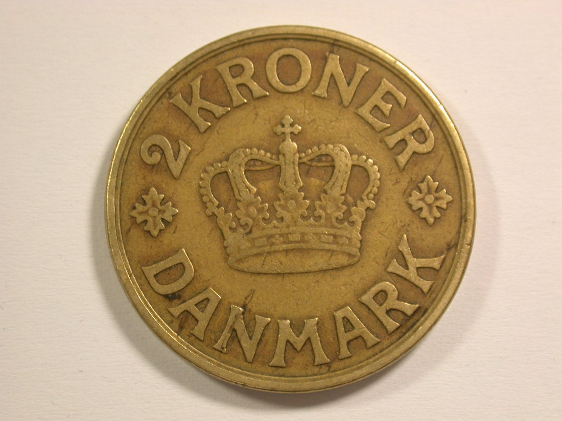  15109 Dänemark  2 Kronen 1925 in ss   Orginalbilder   