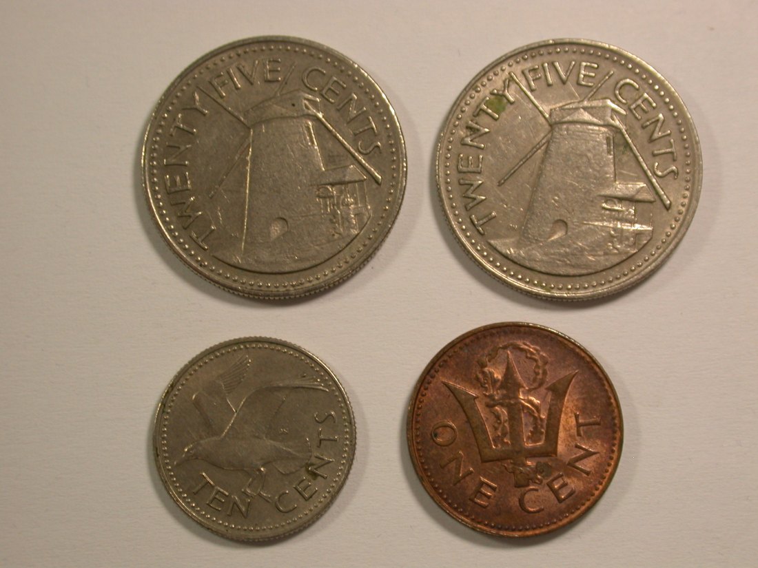  15109 Barbados 4 Münzen 1973-1978  Orginalbilder   