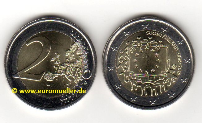 Finnland 2 Euro Gedenkmünze 2015...Europaflagge   