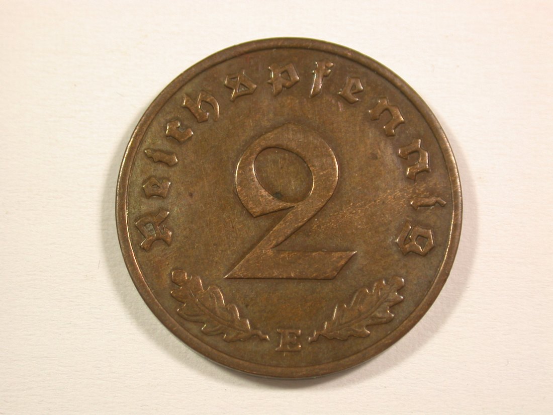 15110 3.Reich 2 Pfennig 1938 E in ss, geputzt Orginalbilder