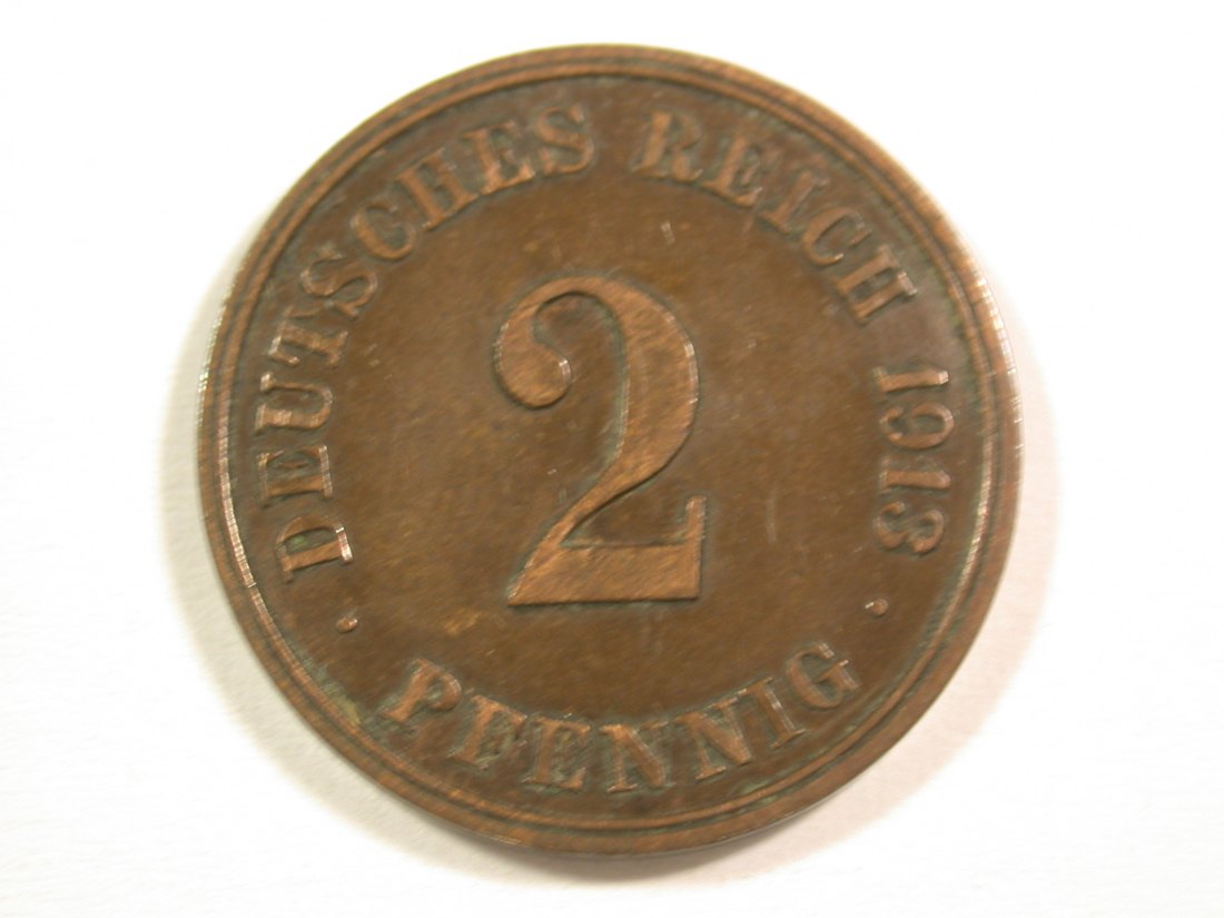 15110 KR 2 Pfennig 1913 J in ss+/ss-vz Orginalbilder