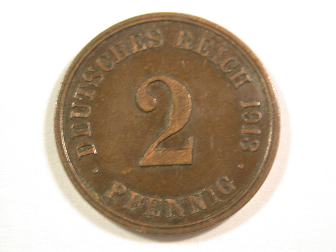  15110 KR 2 Pfennig 1913 J in ss+/ss-vz  Orginalbilder   