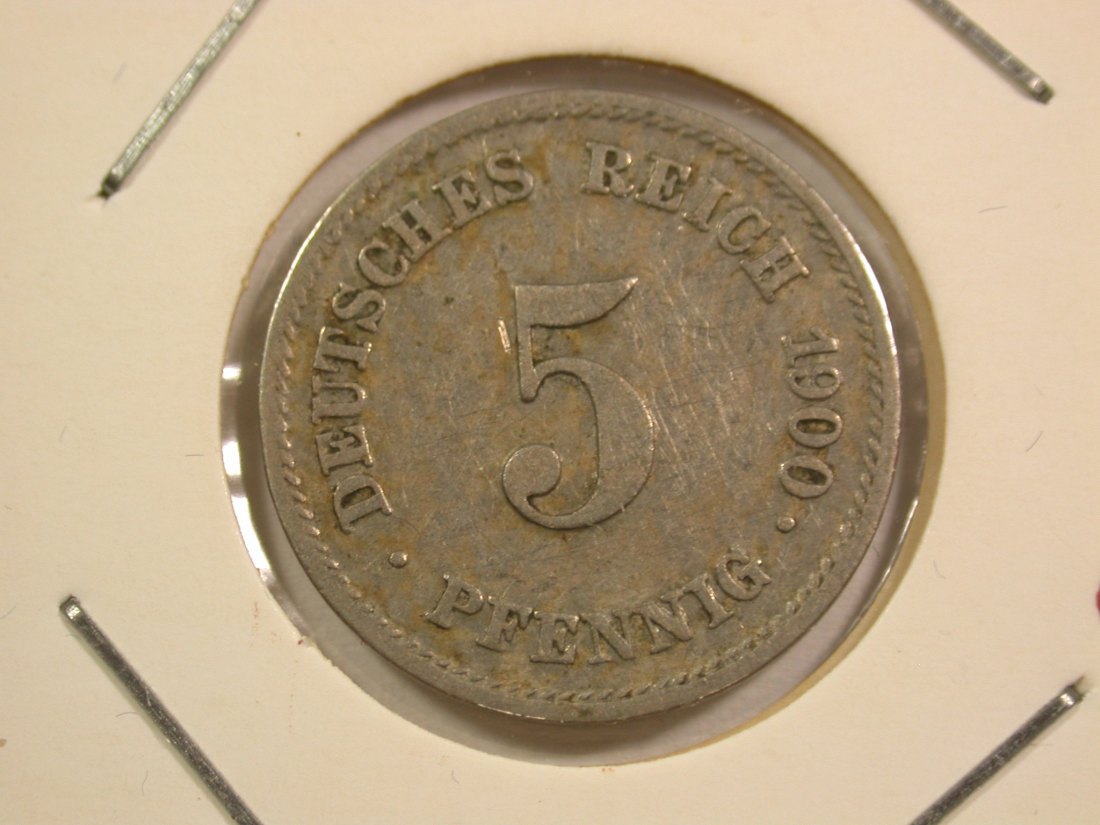15110 KR 5 Pfennig 1900 E in ss Orginalbilder