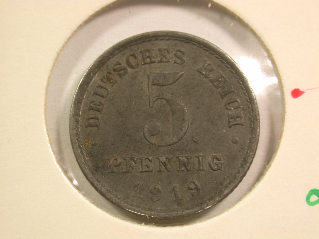  15110 KR, Ersatzmünzen 5 Pfennig Eisen 1919E in f.ST !!  Orginalbilder   