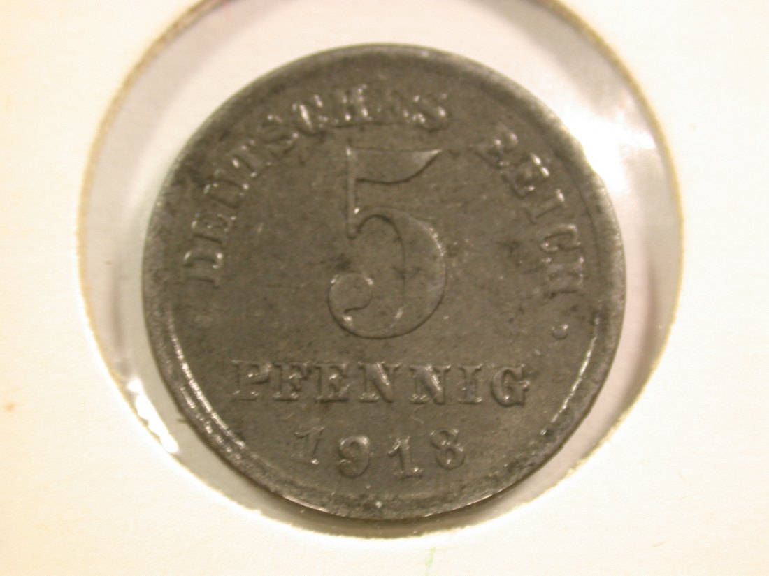 15110 KR, Ersatzmünzen 5 Pfennig Eisen 1918 J ST zap. Orginalbilder