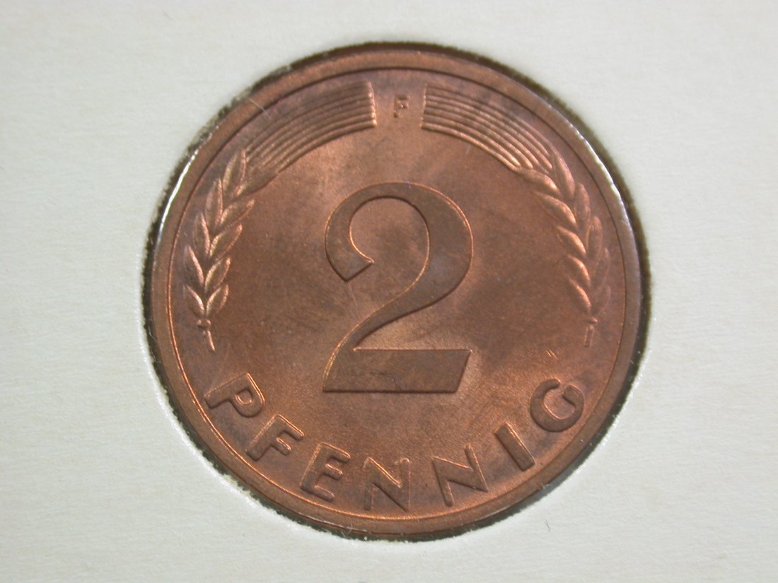  15110 BRD 2 Pfennig 1968 F in ST !!  Orginalbilder   