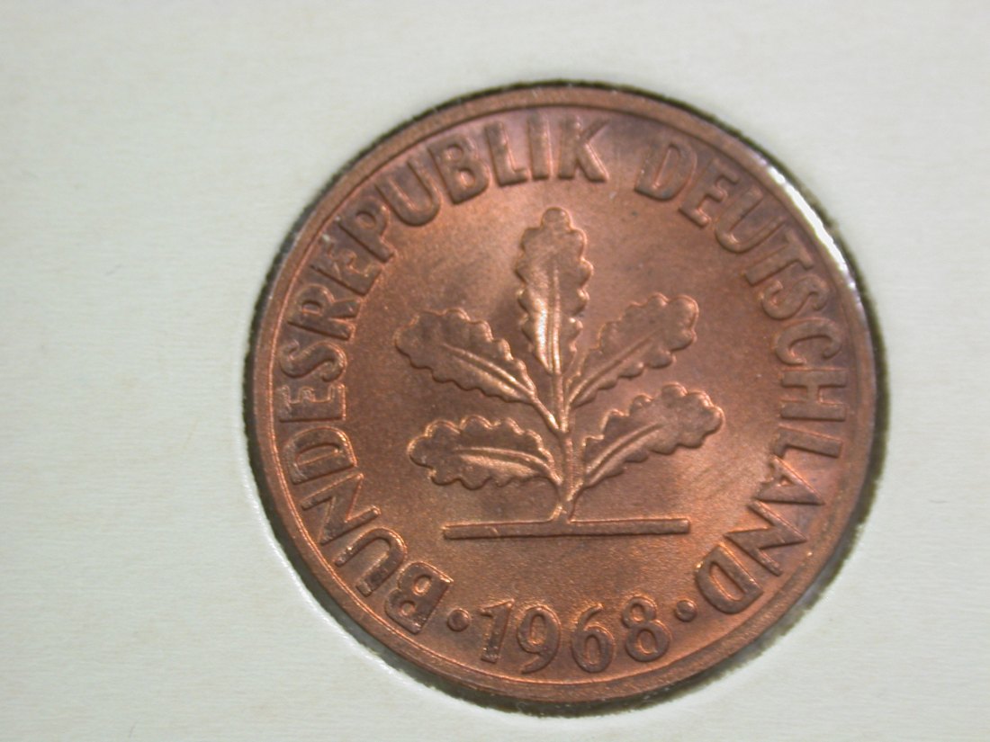  15110 BRD 2 Pfennig 1968 F in ST !!  Orginalbilder   