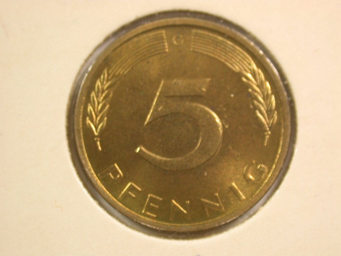 15110 BRD 5 Pfennig 1974 G in prägefrisch Orginalbilder
