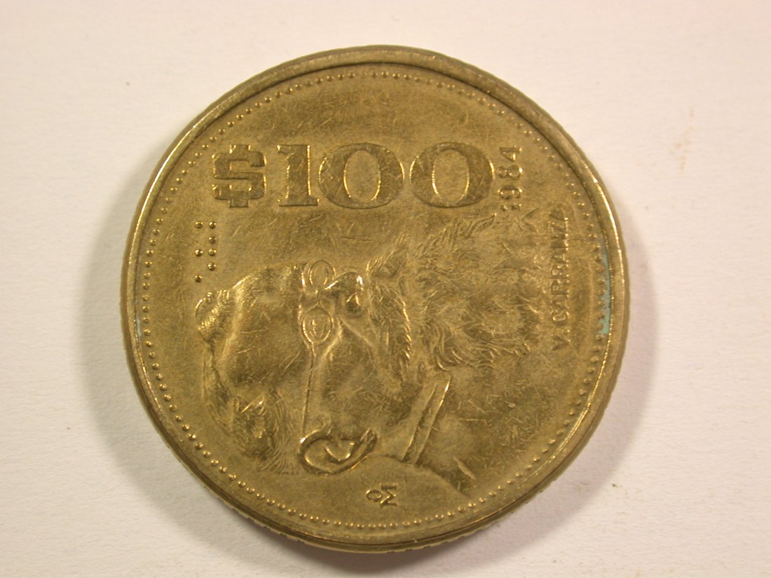 15005 Mexico 100 Pesos Carranza 1984 in ss+ Orginalbilder