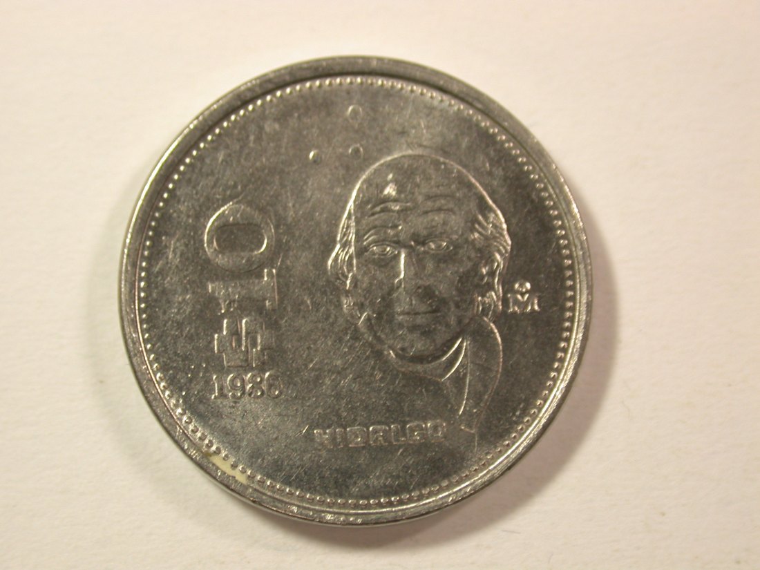  15005 Mexico  10 Pesos Hidalgo 1986 in vz Orginalbilder   