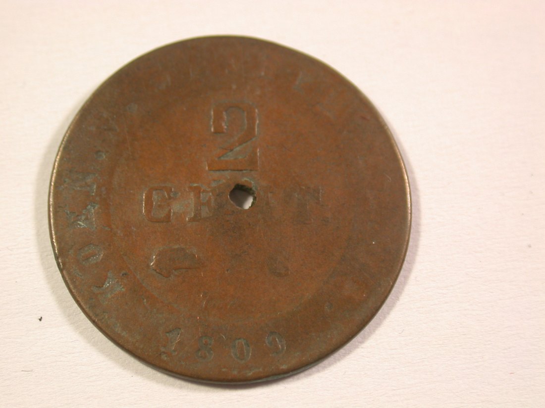  15007 Westfalen Napoleon 2 Cent 1809, ss, gelocht Orginalbilder   