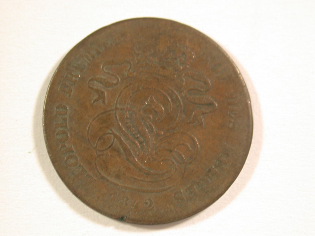  15007 Belgien  2 Cent 1842 in gering-s, RR Orginalbilder   