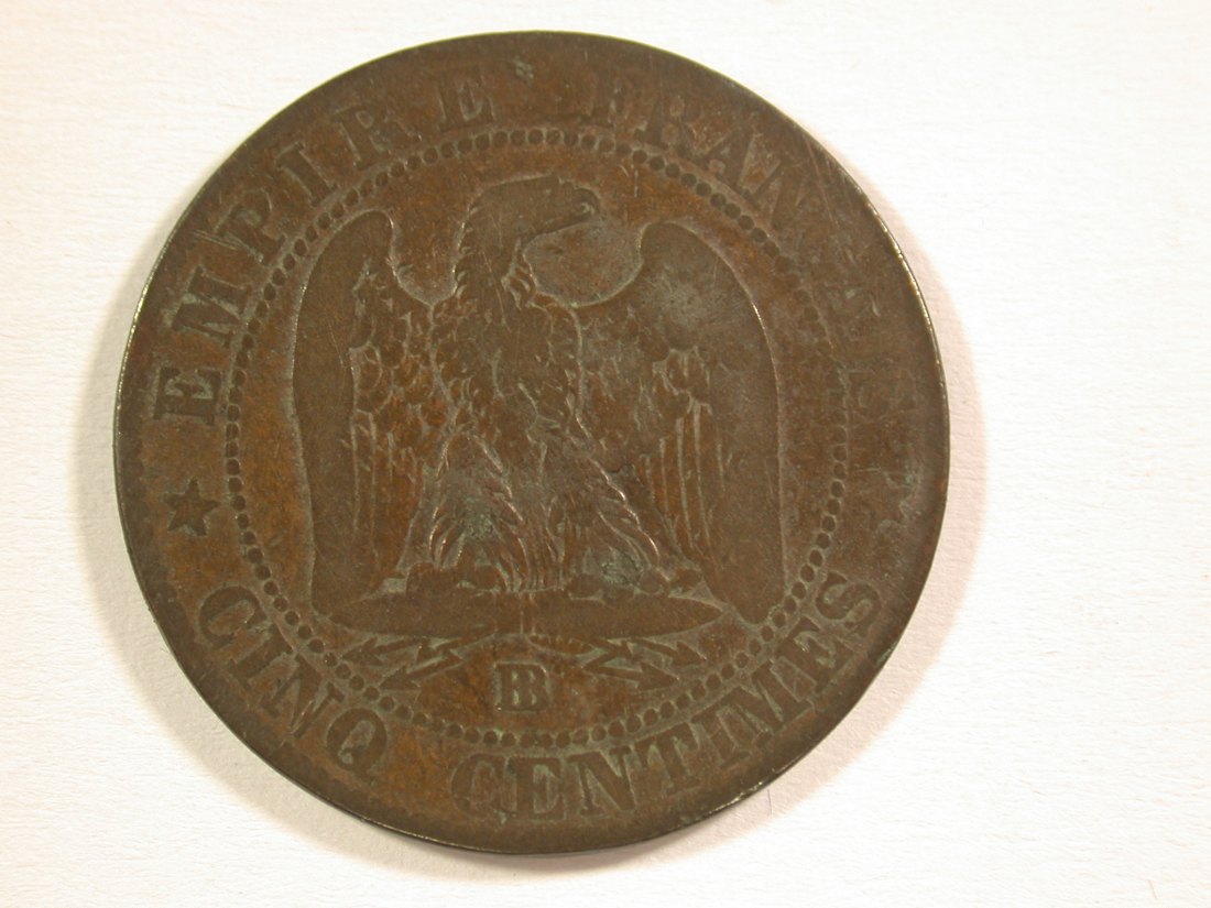 15007 Frankreich 5 Centime 1854 in f.s, Rdf. Orginalbilder