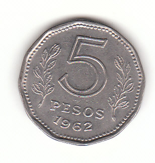 5 Pesos Argentinien 1962 (B127)   