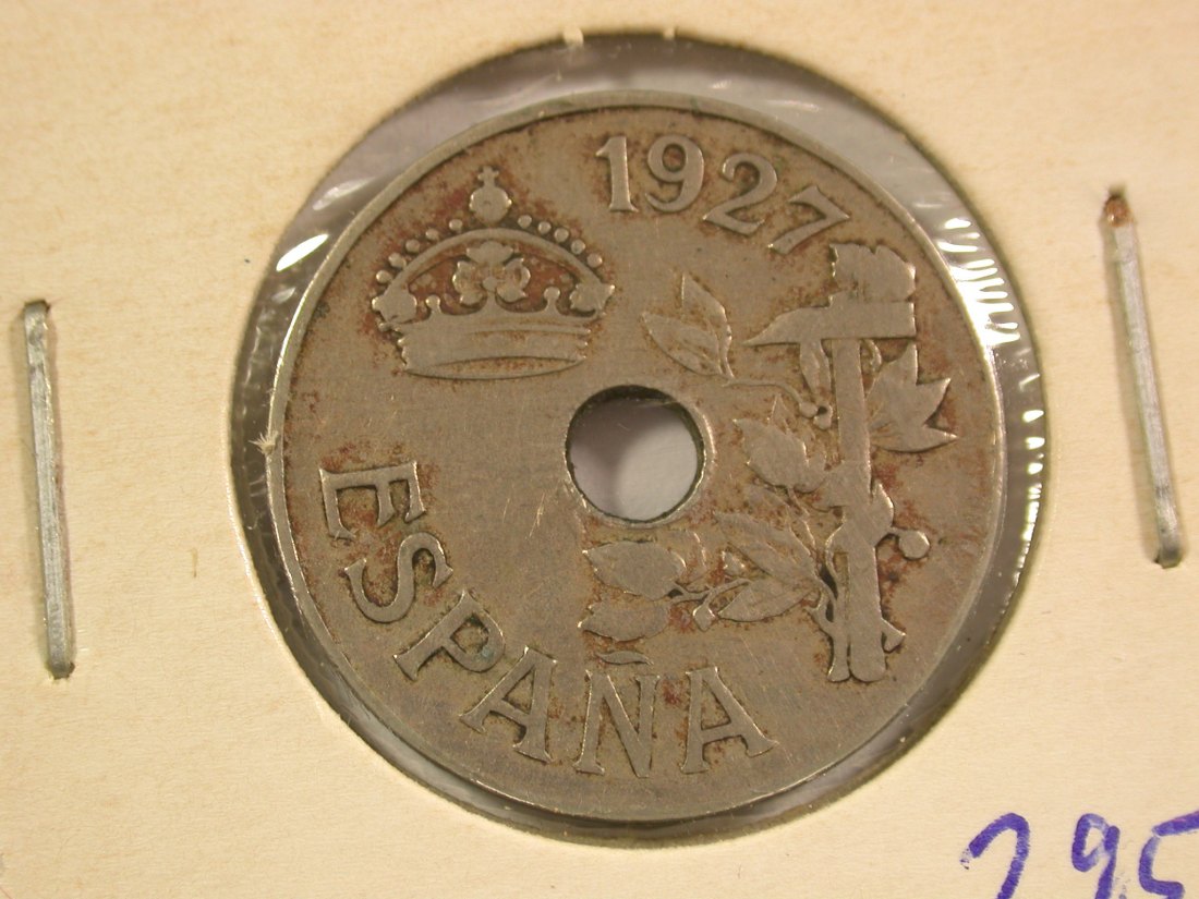 15008 Spanien 25 Centimos 1927 in ss Orginalbilder