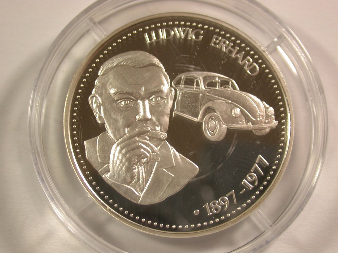15008 Medaille Ludwig Erhard 1998 Polierte Platte Orginalbilder