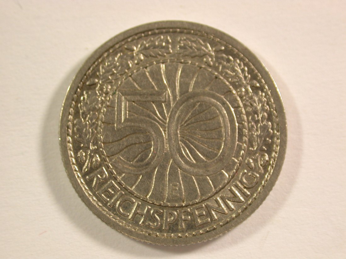  15009 Weimar  50 Reichspfennig Nickel  1927 E in ss+ Orginalbilder   