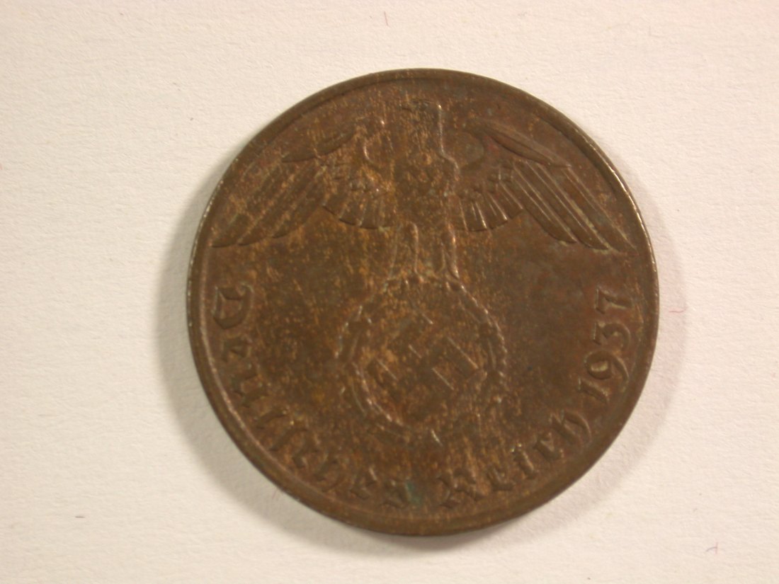  15009 3.Reich  1 Pfennig  1937 G in ss+ Orginalbilder   