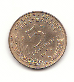  5 Centimes Frankreich 1974 (B556)   