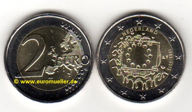 Niederlande 2 Euro Gedenkmünze 2015...Europaflagge   