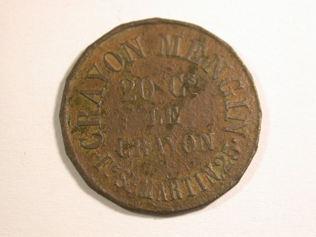  15010 Frankreich Jeton Crayon Mengin Paris 20 Cent. Orginalbilder   