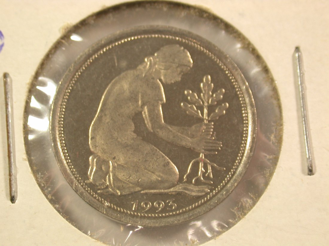 15111 BRD 50 Pfennig 1993 F in bankfrisch Orginalbilder