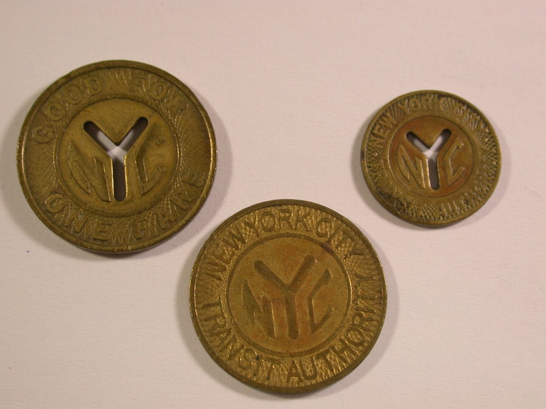  15112 USA  New York Transit Token 3 Stück verschieden Orginalbilder   