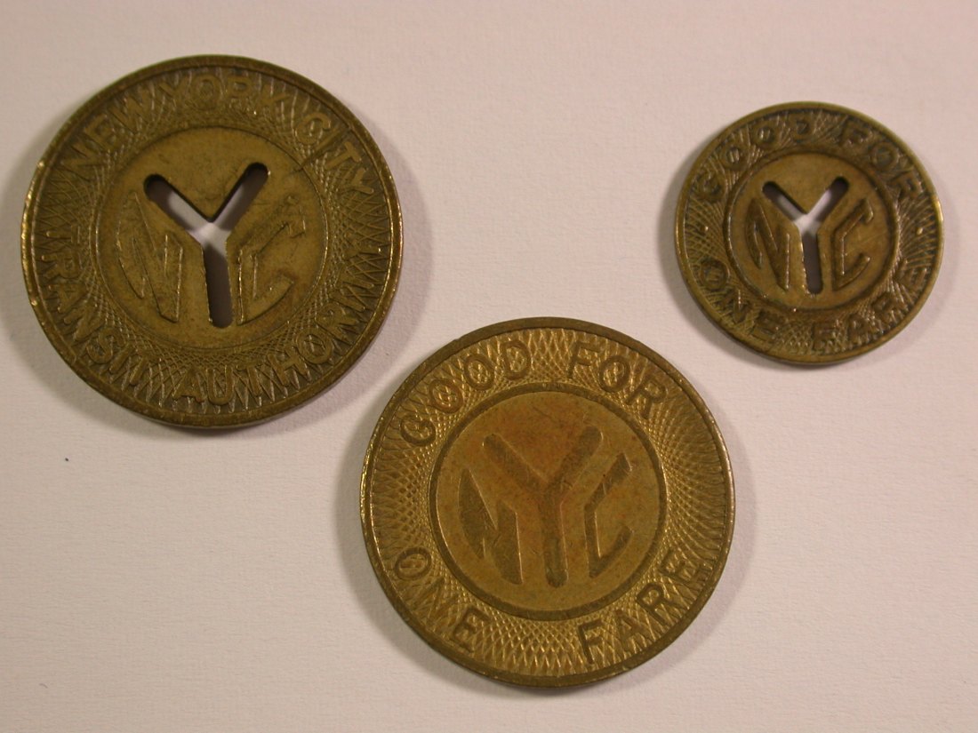  15112 USA  New York Transit Token 3 Stück verschieden Orginalbilder   