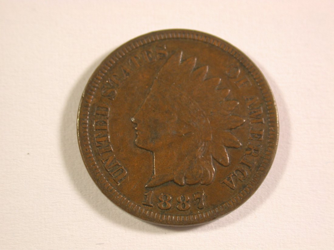  15112 USA  1 Cent 1887 in vz (XF-AU)  Orginalbilder   