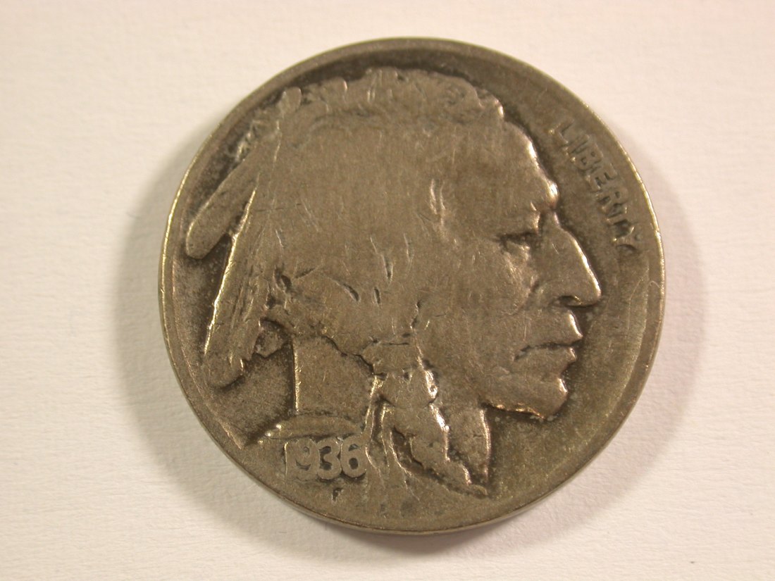 15112 USA 5 Cent 1936 in ss (VF) Orginalbilder