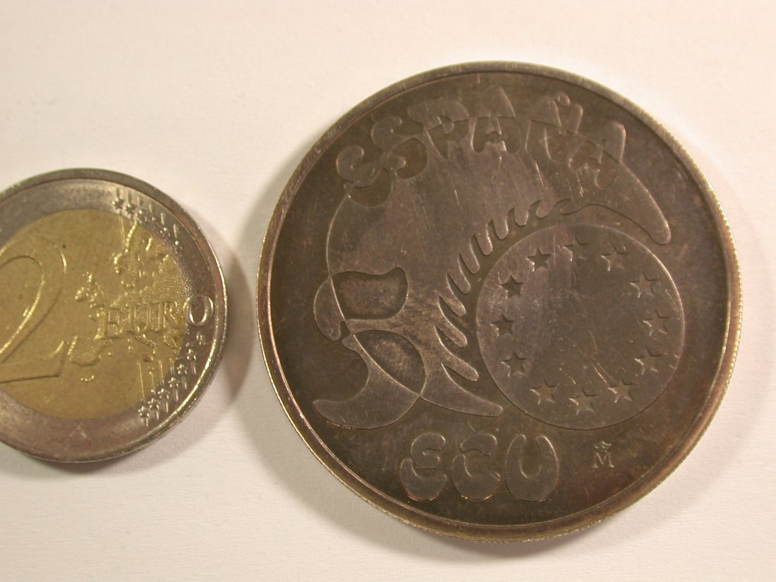 15112 Spanien 5 ECU 1989 große Münze in f.unc, Rdf. Orginalbilder