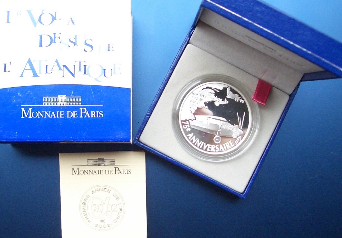 FRANKREICH 1,5€ 2002 CHARLES LINDBERGH SILBER ### Reale Auflage: 10.000 Exemplare ###