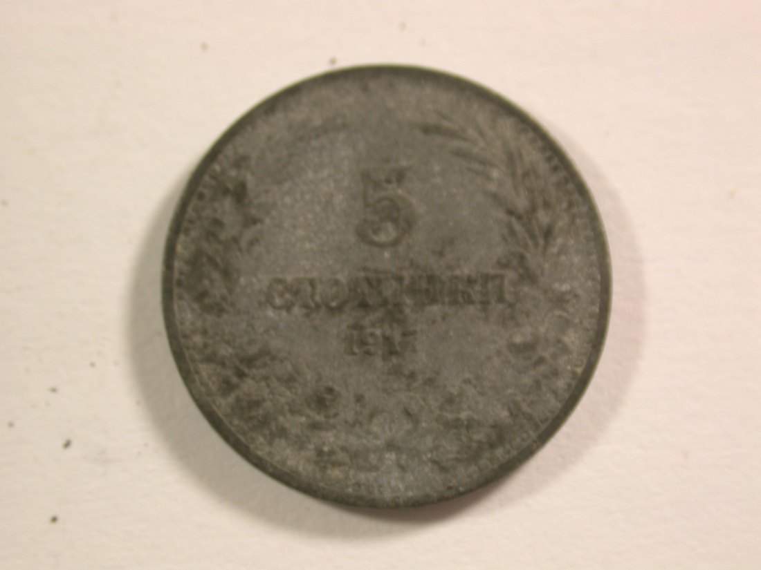 15011 Bulgarien 5 Stotinki 1917 Zink in ss Orginalbilder