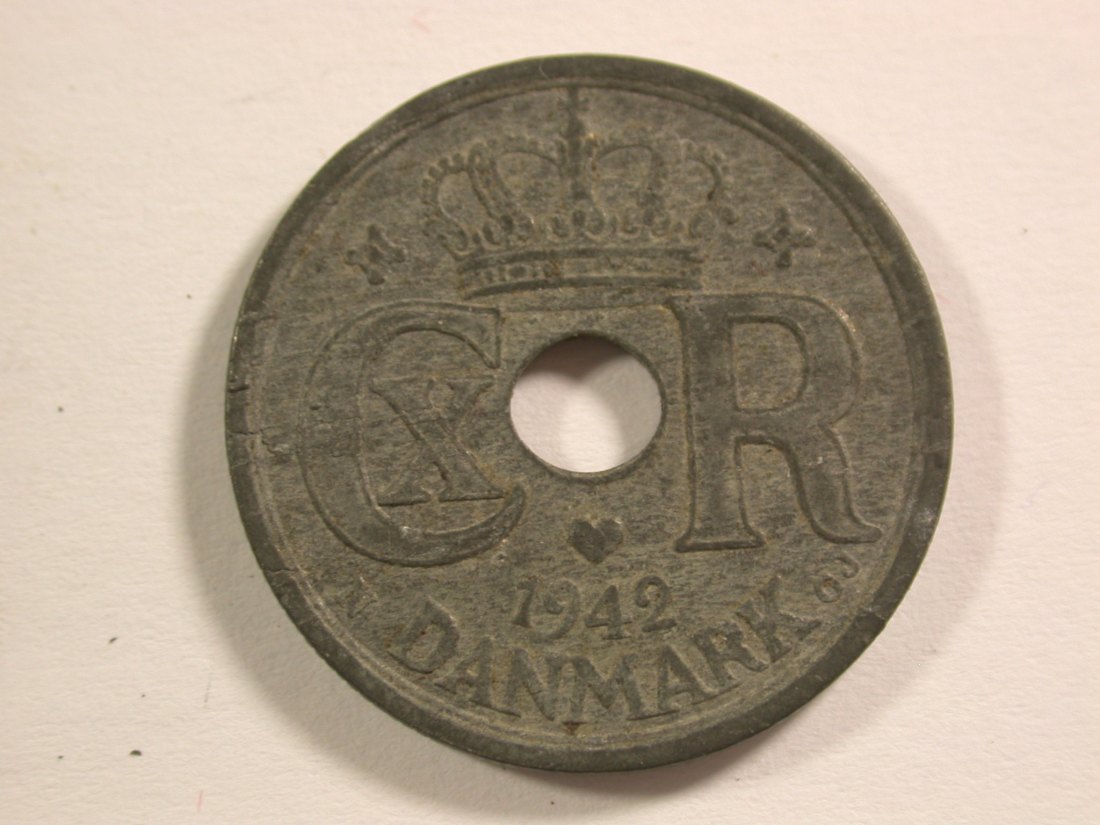  15011 Dänemark 25 Öre 1942 in vz+  Orginalbilder   