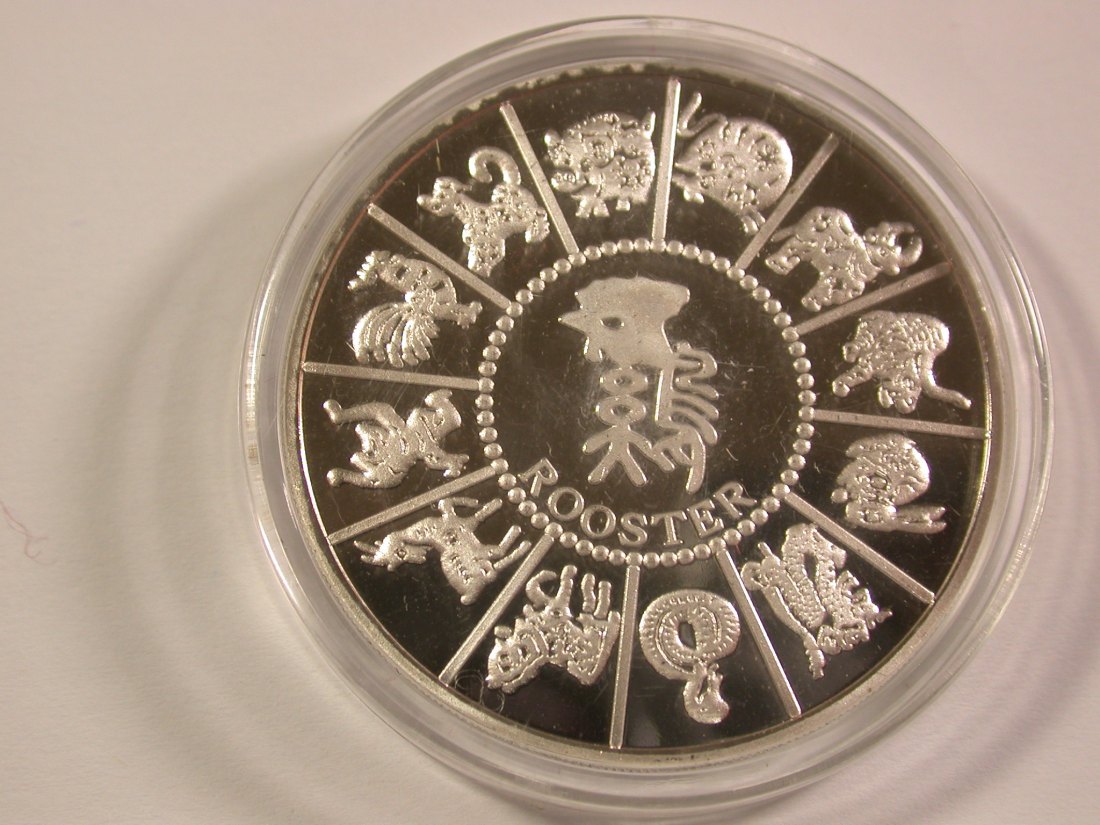  15012 China Medaille Silber?? nicht magnetisch, Rooster Hahn 25,10 Gr. 40 mm Orginalbilder   
