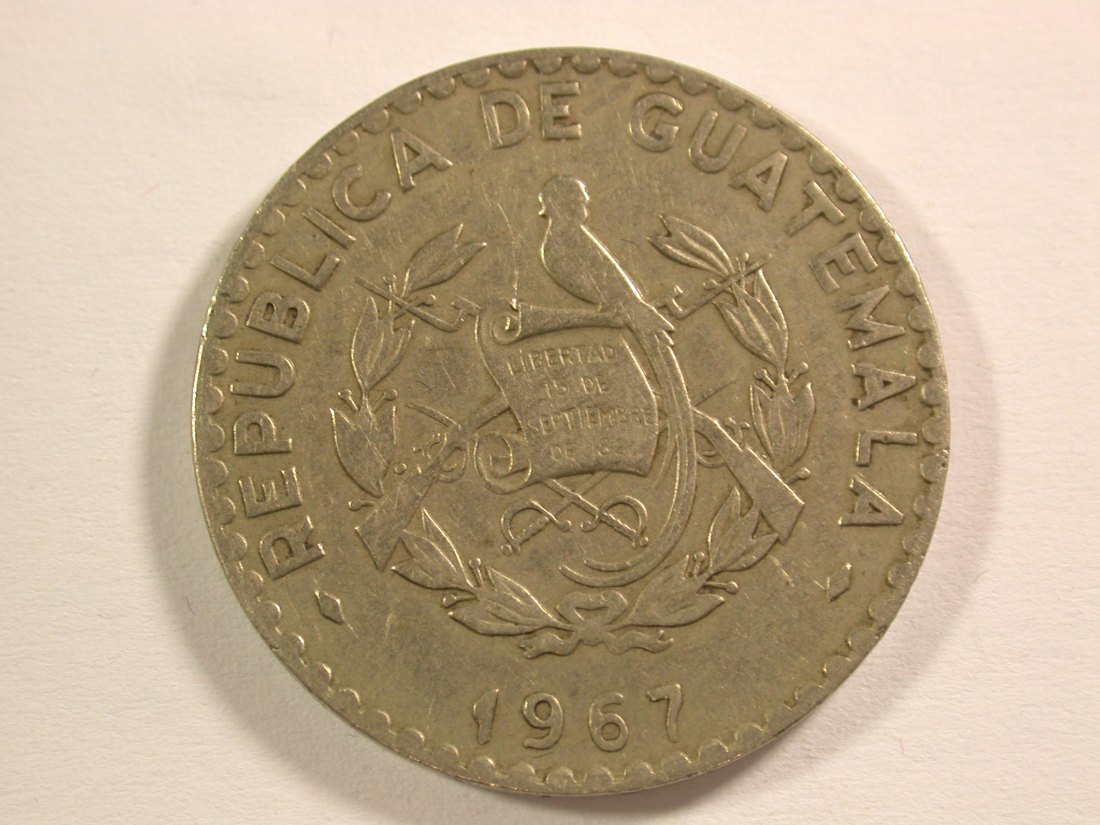  15013 Guatemala  25 Centavos 1967 in ss+  Orginalbilder   