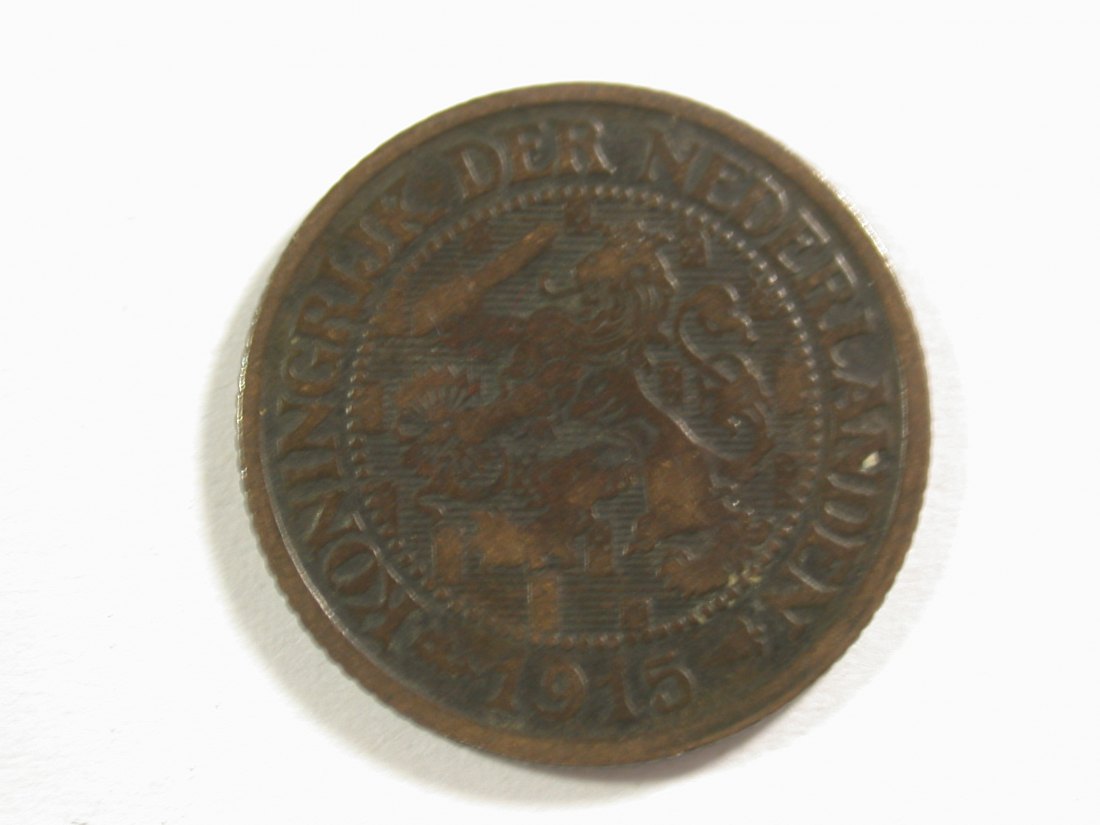  15013 Niederlande  1 Cent 1915 in ss+  Orginalbilder   